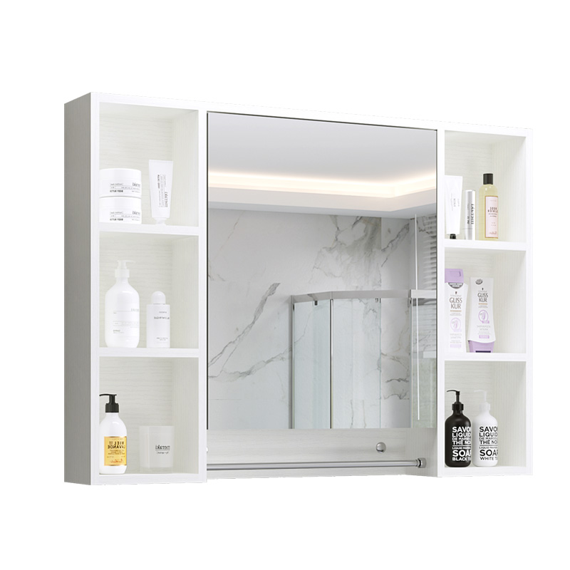 北欧实木浴室镜柜收纳一体卫生间镜箱带灯厕所挂墙式镜子带置物架多图5