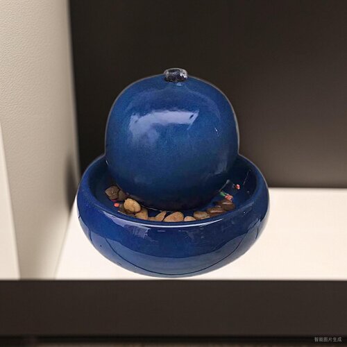 欧式陶瓷喷泉流水加湿器家居客厅风水球创意工艺品办公室桌面摆件 - 图2