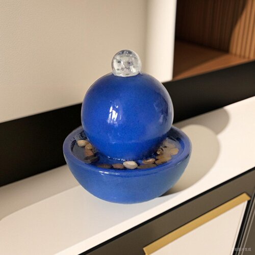 欧式陶瓷喷泉流水加湿器家居客厅风水球创意工艺品办公室桌面摆件 - 图1