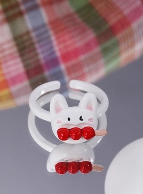 冰糖葫芦 童趣可爱 个性小众 小猫食指戒甜美指环女款