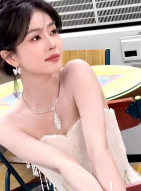 白鹿同款蝴蝶结纯银耳环