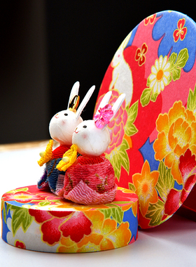 日本美浓和纸手工友禅小兔子摆件