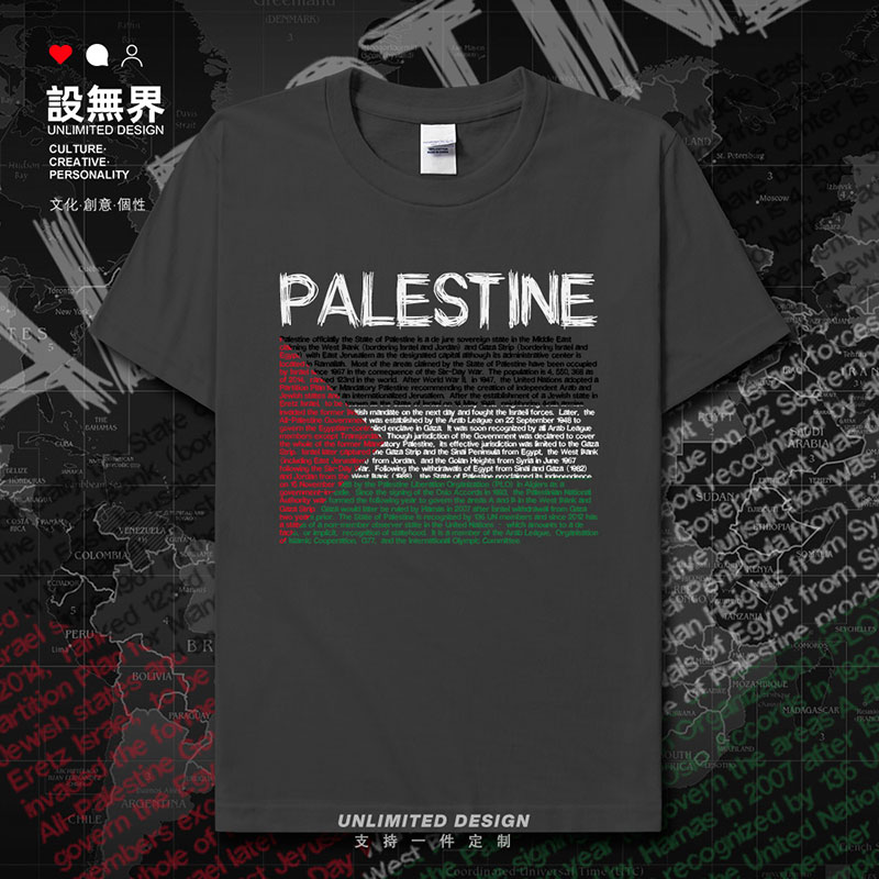 巴勒斯坦纯棉短袖T恤男女上衣Palestine国家队服学生夏装设无界-图1