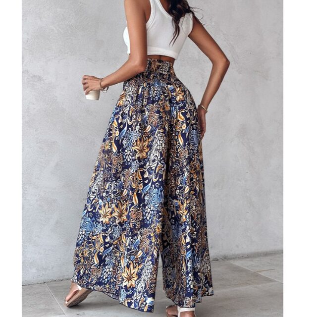 ເອີຣົບແລະອາເມລິກາ elastic waist ວ່າງຂາກ້ວາງ pants pants ຫາດຊາຍສໍາລັບແມ່ຍິງ
