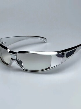 未来感银色方形运动太阳镜男女骑行护目防灰尘墨镜登山防风防虫镜