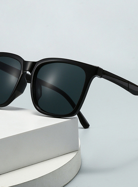 潮流男士方形墨镜防晒方形复古太阳镜遮光户外男女夏季黑色眼镜