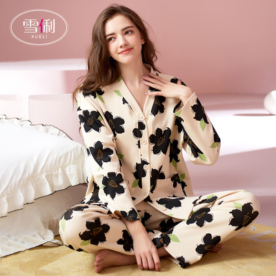 雪俐春秋家居服睡衣女