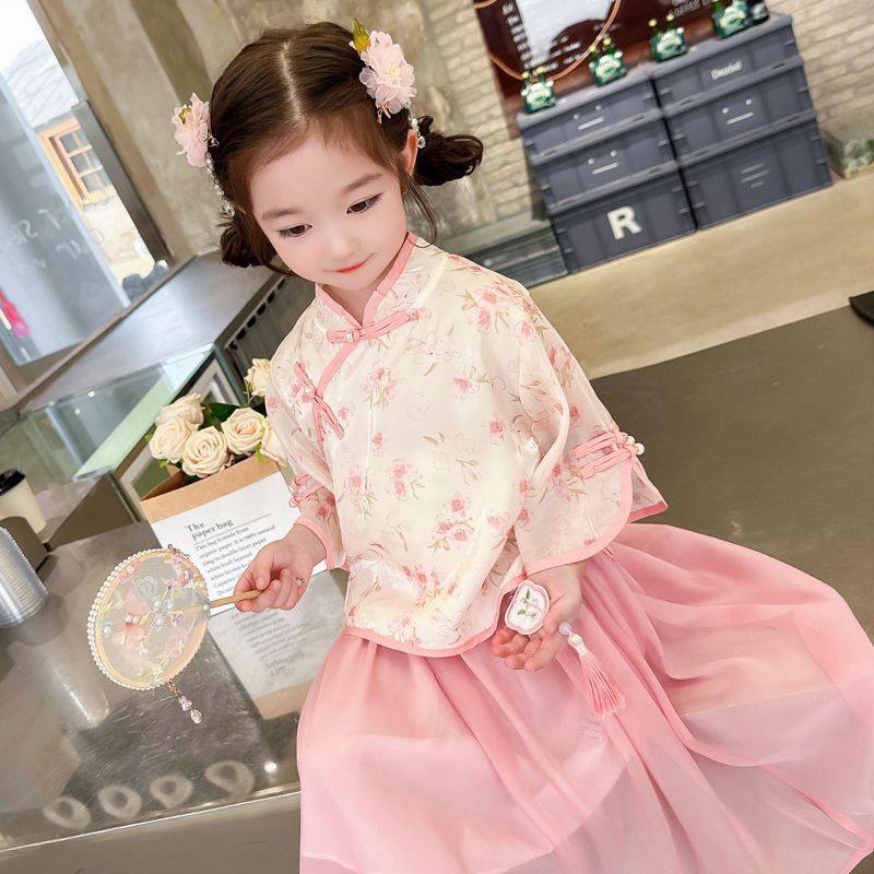 女童夏季中国风汉服套装儿童时尚复古旗袍唐装洋气女宝宝洋气夏装,淘宝优惠券,粉丝福利购,淘宝优惠卷