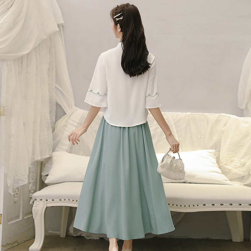 2020夏季新款中国风改良汉服连衣裙 社影家连衣裙