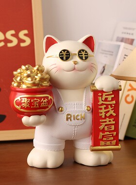 乔迁玄关客厅酒柜树脂招财猫摆件
