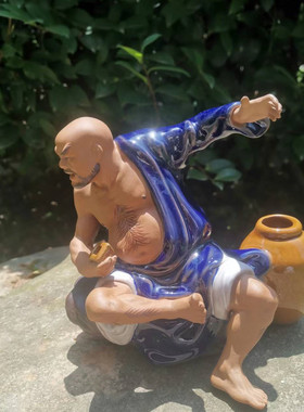 鲁智深陶瓷摆件石湾公仔客厅装饰品庭院装饰送礼中华武术摆件人物