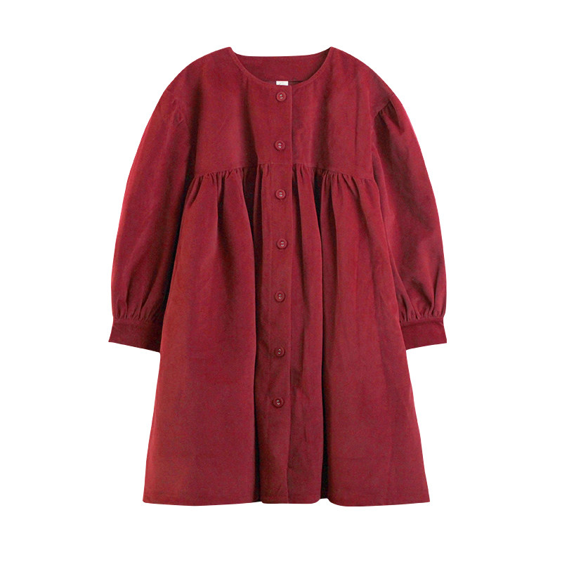 蔡爸爸童装圣诞酒红色春秋连衣裙初高中生文艺节日洋气裙子1271,淘宝优惠券,粉丝福利购,淘宝优惠卷