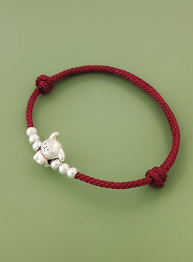 小红书同款新款线条小狗手绳女小众百搭复古设计简约气质时尚情侣