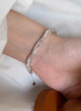 S925纯银平安喜乐小圆满盘缠手链小众高级感算盘珠串串新品手饰潮