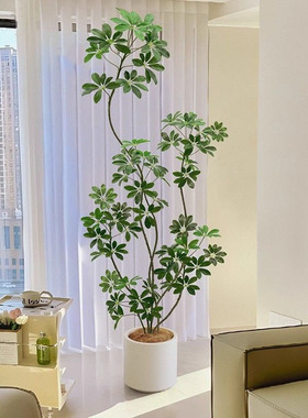 高端轻奢鸭脚木仿真绿植摆件假树