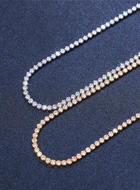 轻奢欧美热销女士项链 时尚百搭AAA锆石白金色颈链 货源