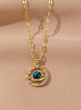 新款微镶星海卡通太空宇航员轻奢小众设计高级感项链女锁骨链