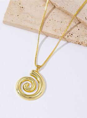 欧美新款时尚小众海星吊坠锁骨项链螺纹圈圈吊坠项链女