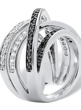 轻奢新款热卖缠绕戒指 欧美时尚多层微镶AAA级食指戒一件