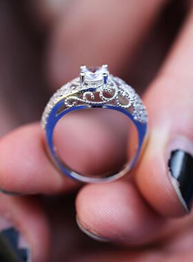 轻奢wish外贸新款 创意浮雕刻花纹镶钻戒指 欧美电商引流饰品