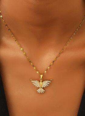 新款凤凰展翅轻奢项链女金镶钻网红锁骨链首饰现货