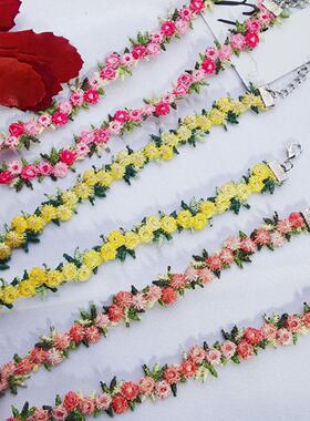 ins简约复古清新森系花朵项链刺绣锁骨链花园浪漫甜美花边颈链