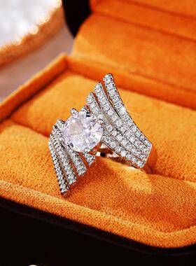 轻奢欧美天使之翼戒指 错位设计重奢气质指环 霸气百搭象征性戒指