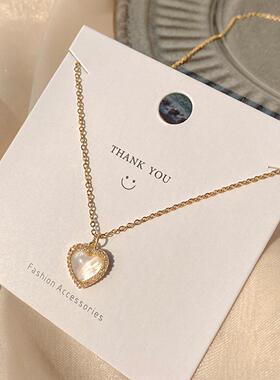 热销Ins时尚气质日韩爱心猫眼石水钻锁骨链女choker时尚颈链