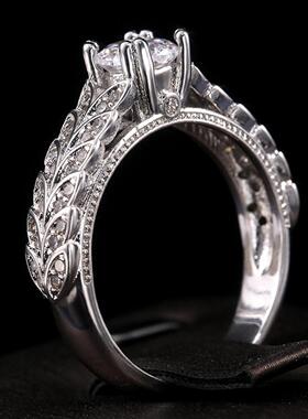 轻奢ebay热销新款 创意潮流双排锆石戒指 时尚满钻柳枝指环手饰品