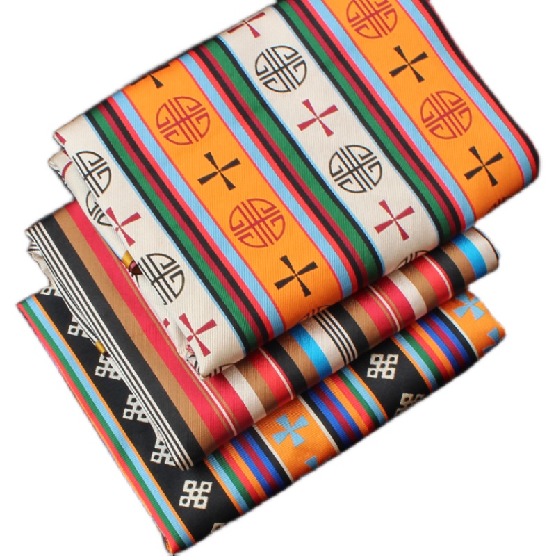 藏式布料藏族面料机织氆氇藏服藏袍花边镶边料演出服民族风桌布料-图3