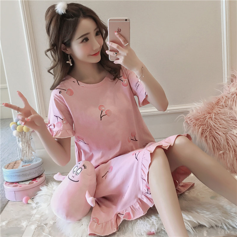 夏性感宽松纯棉韩版半袖春秋睡裙 晚安公主睡裙