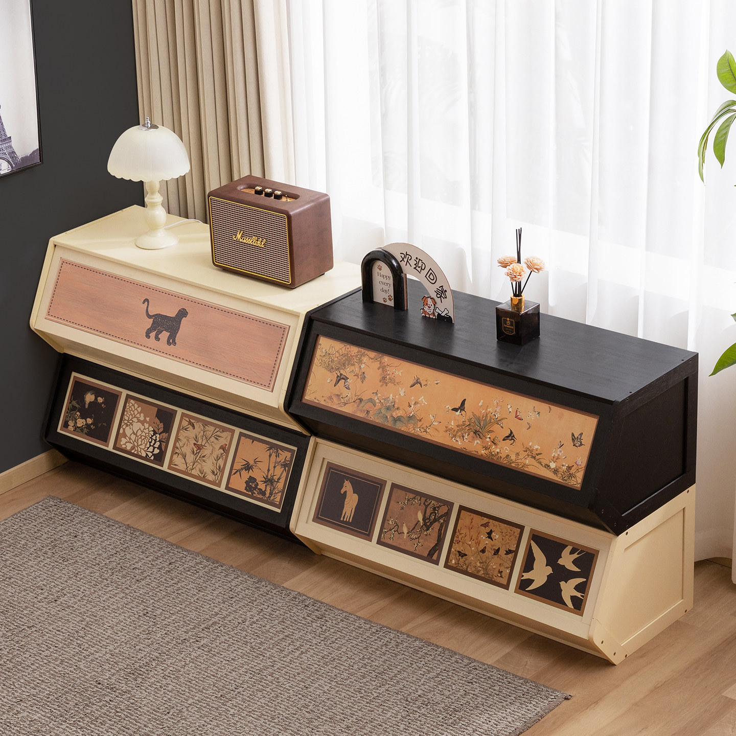 飘窗柜阳台储物柜子防晒靠墙一体榻榻米收纳柜杂物置物架空间利用,淘宝优惠券,粉丝福利购,淘宝优惠卷