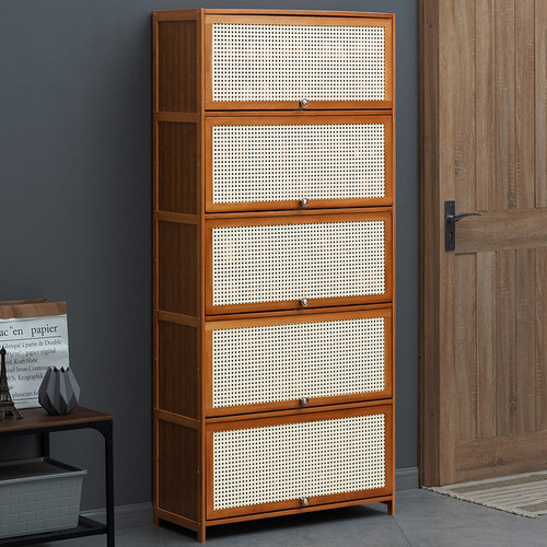 鞋柜门口进门靠墙家用鞋架子非实木多功能多层鞋子收纳柜防尘遮 - 图0