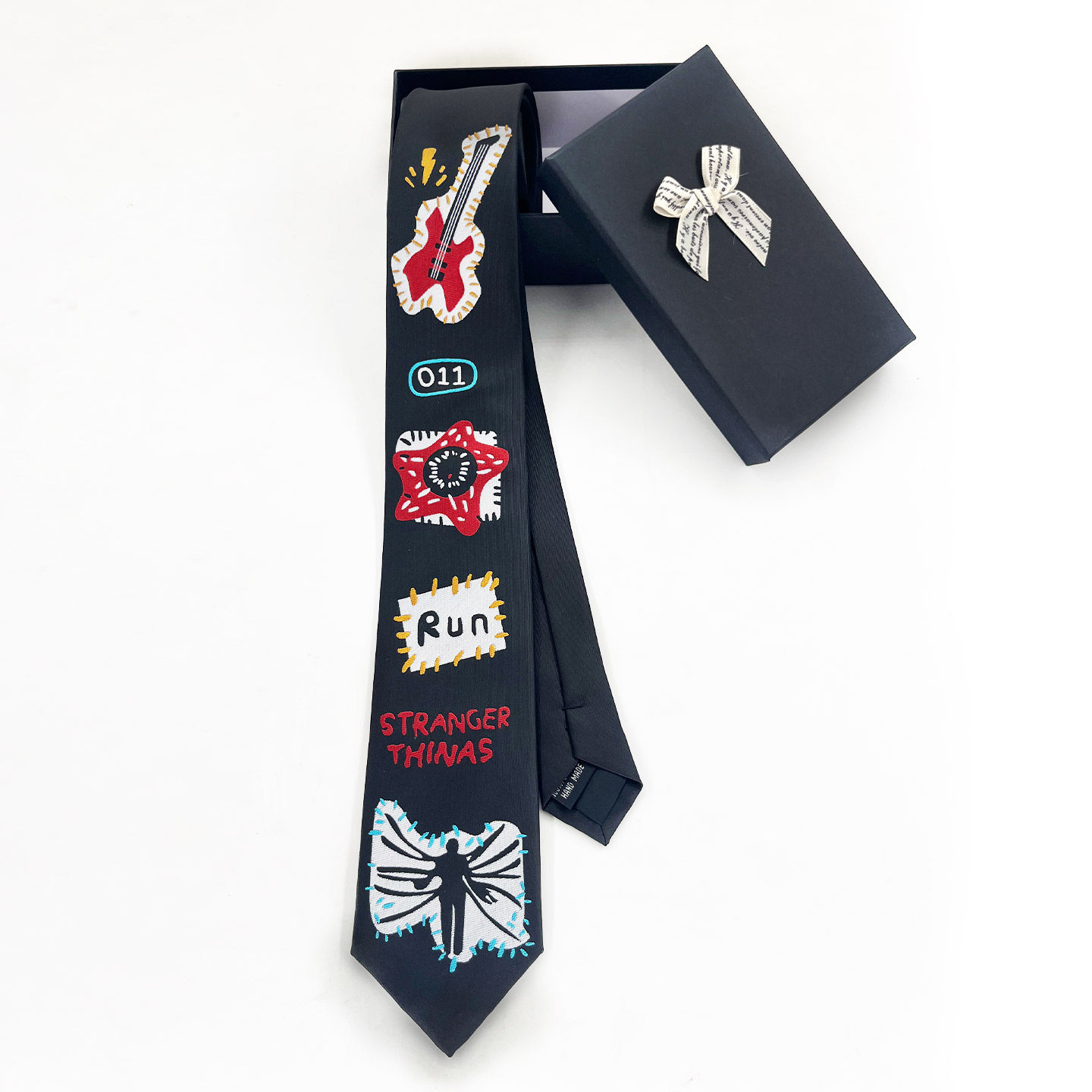 荷囊原创领带刺绣黑色个性哥特配饰男女酷jk文艺朋克懒人怪奇物语,淘宝优惠券,粉丝福利购,淘宝优惠卷