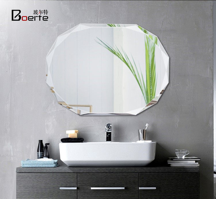 简约无框多棱浴室镜子壁挂镜卫生间镜洗手间化妆梳妆卫浴镜粘贴镜,淘宝优惠券,粉丝福利购,淘宝优惠卷