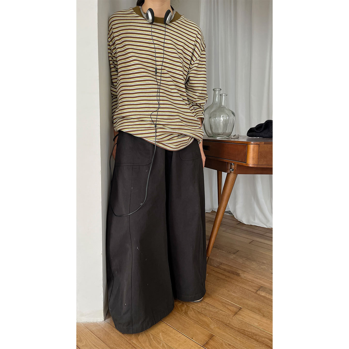 小众表妹 黑色弯刀裤巨显瘦超百搭廓形感宽松阔腿时髦直筒休闲裤,淘宝优惠券,粉丝福利购,淘宝优惠卷