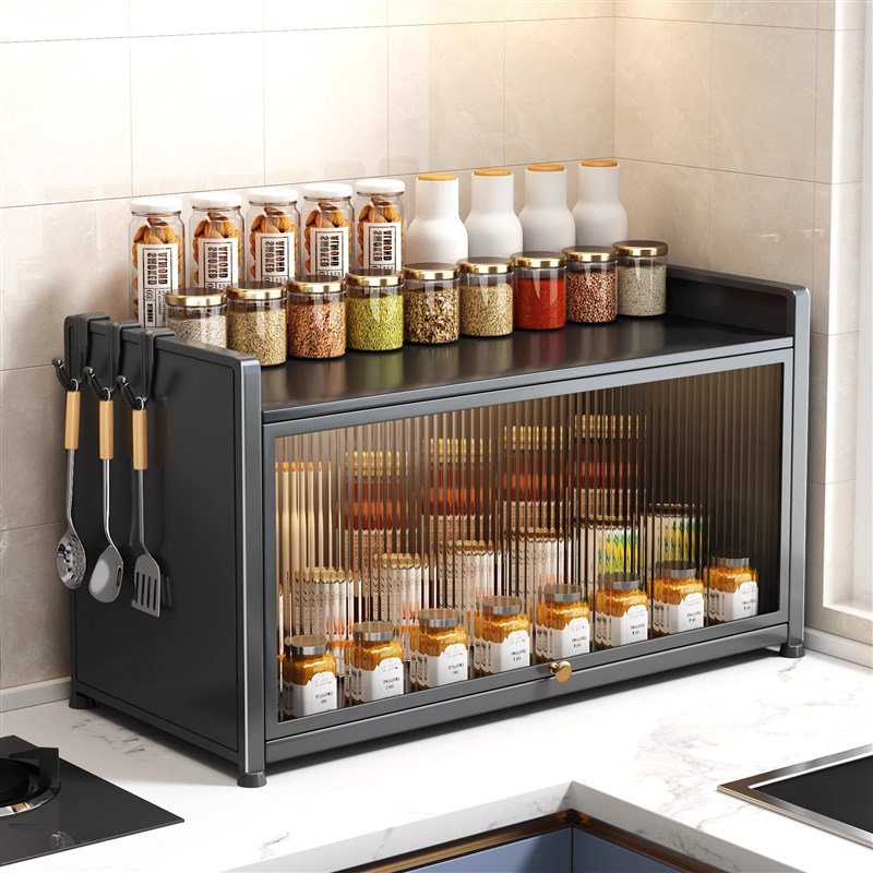 厨房调料品置物架收纳盒家用台面带盖子密封调味罐架柜内分层收纳 - 图2