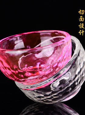 七彩供水杯琉璃碗供碗白水晶供水的杯子透明玻璃碗圣水杯元宝摆件