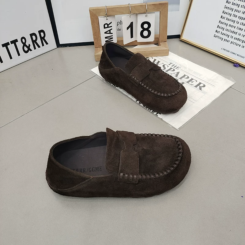 Настоящие меховые босоножки Birkenstock с закрытым носком круглой формы обувь для мамы, стиль ретро, повседневная женская обувь 2025 лета и осени, универсальная трендовая обувь