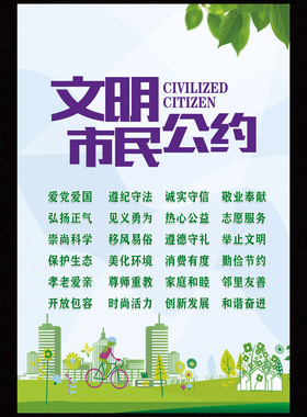 新七不规则文明市民规范创建文明城市公约社区单位宣传海报墙贴