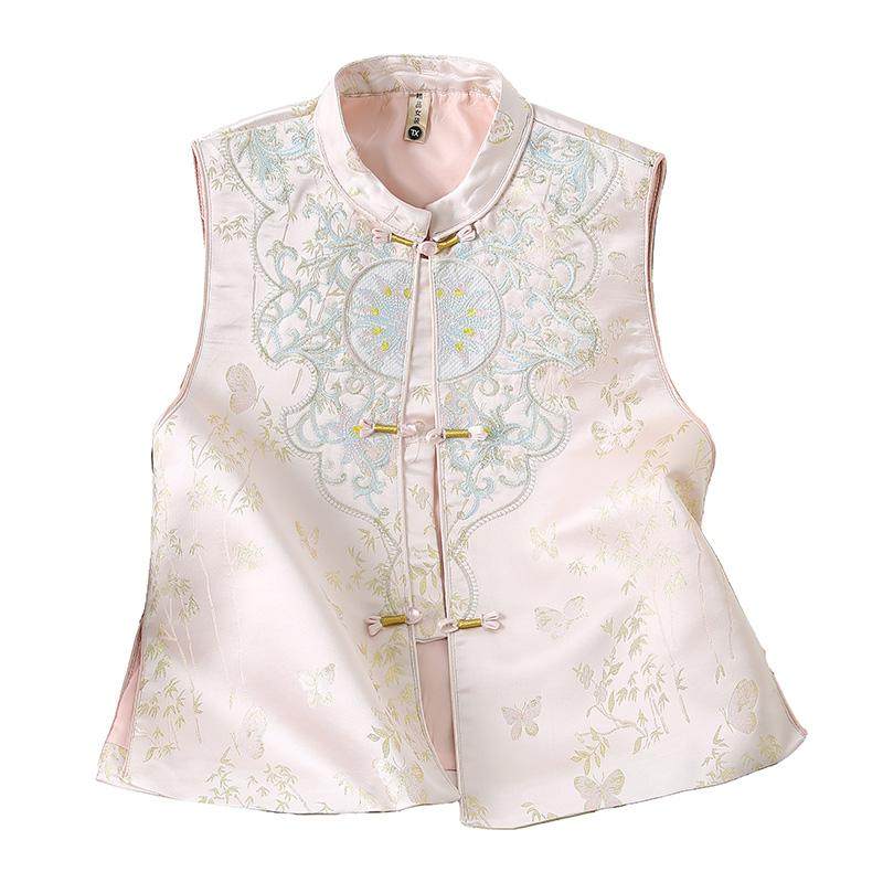 2025春秋新中式国风重工刺绣立领马甲女新款宽松开叉盘扣无袖坎肩,淘宝优惠券,粉丝福利购,淘宝优惠卷