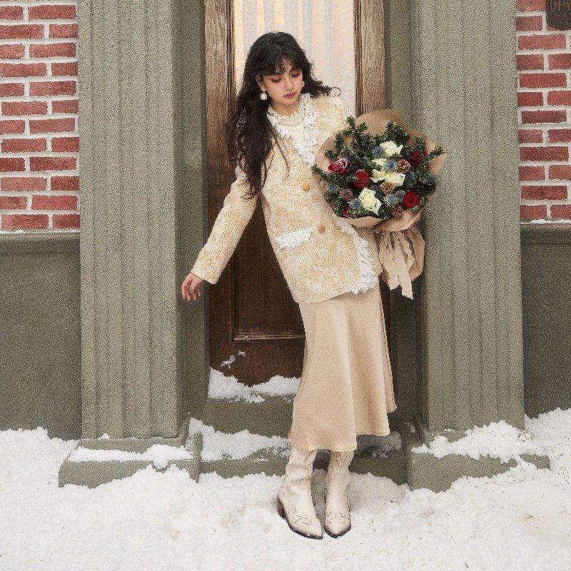 CLOUDSEASON粗花呢蕾丝边女外套2026新款外套设计感羊毛外套上衣,淘宝优惠券,粉丝福利购,淘宝优惠卷