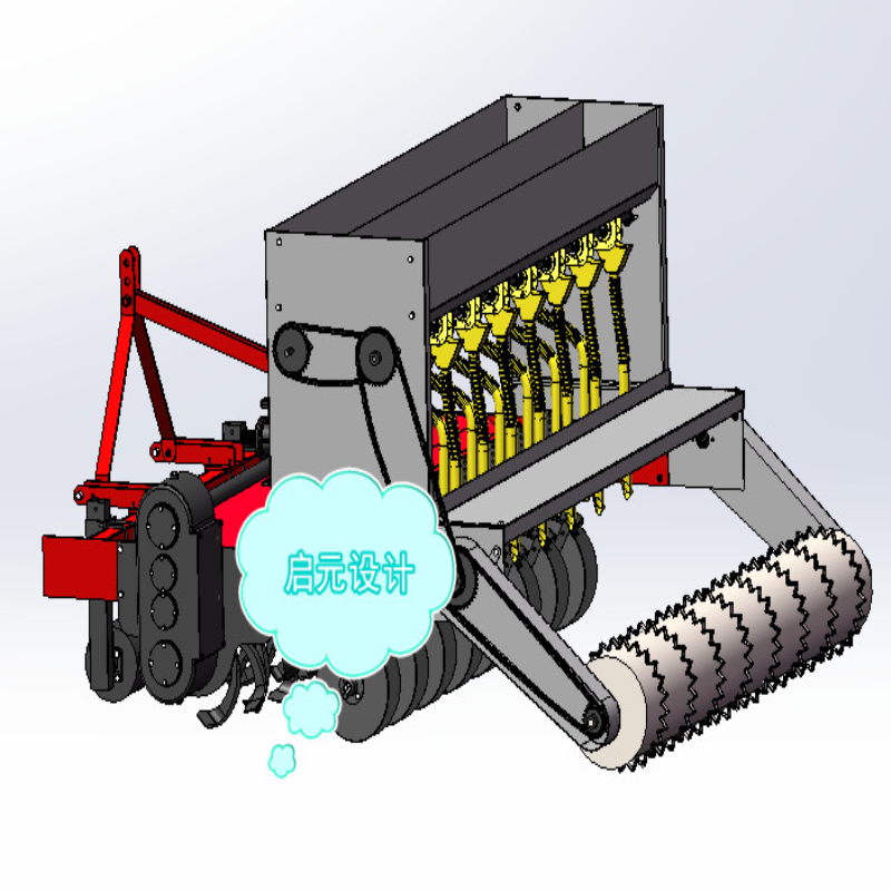 小麦播种施肥联合作业机3d图纸 农业收割机械三维图 机械设计素材 - 图1