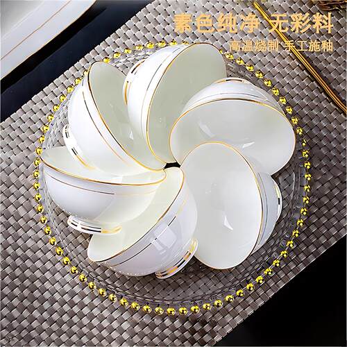 陶瓷碗家用吃饭碗景德镇新款高档餐具轻奢高温汤碗高级乔迁面碗 - 图0