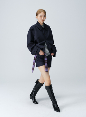 DOSORDONTS 2026年秋冬新品全棉双色宽窄条纹装饰搭配飘带围巾女
