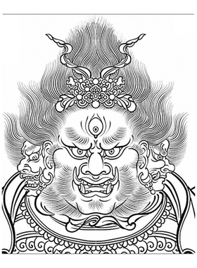 小唐卡手绘diy线稿描金白描临摹
