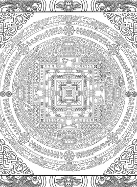 时轮金刚坛城描金涂色线稿礼物