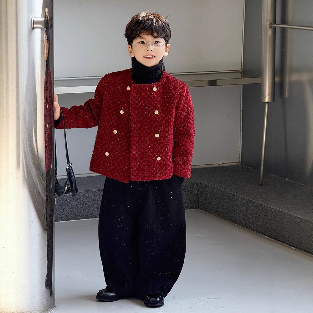 男童小香风加绒外套冬季新款儿童红色痞帅西装加厚洋气主持演出服,淘宝优惠券,粉丝福利购,淘宝优惠卷