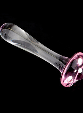 粉色透明蘑菇玻璃穴位按摩棒