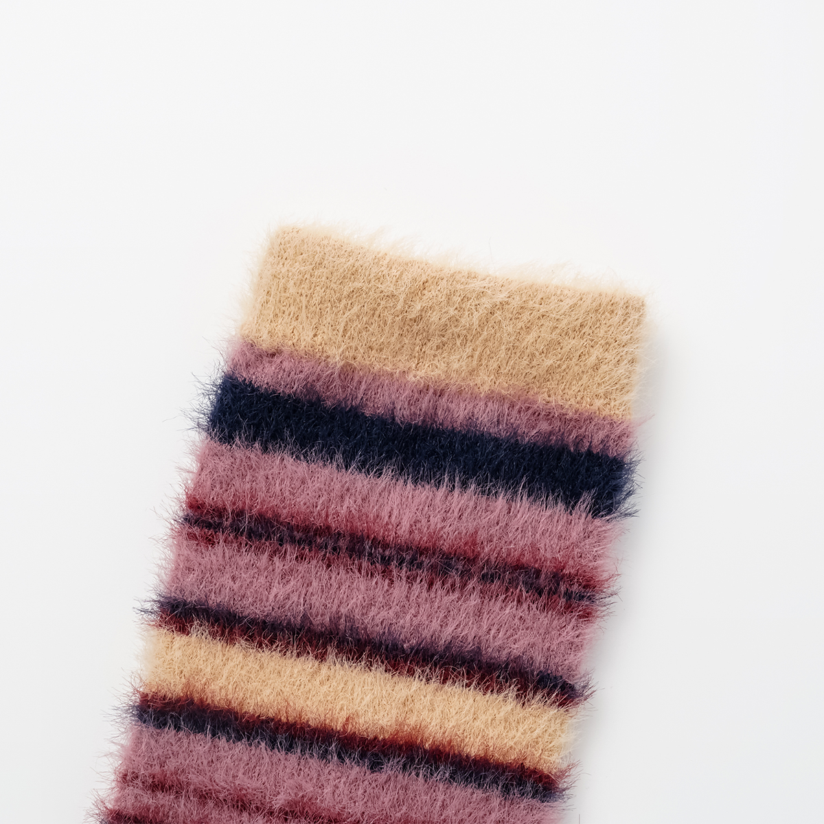 袜say 毛绒绒条纹袜子女中筒袜秋冬季加厚保暖堆堆袜仿貂毛地板袜 - 图2